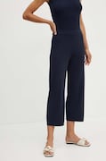 Max Mara Leisure pantaloni femei, culoarea albastru marin, drept, high waist, 2426336017600