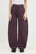 Памучен панталон Alpha Industries Field Pant в лилаво с широка каройка, с висока талия 148021
