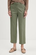 Sisley pantaloni culoarea violet, drept, high waist, 4K2ZLF03V