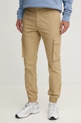 Nohavice Calvin Klein Jeans pánske, béžová farba, strih cargo, J30J326438