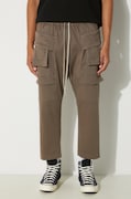 Bavlněné tepláky Rick Owens Creatch Cargo Cropped Drawstring šedá barva, DU02D2371.RIG