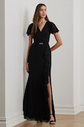 Obleka Lauren Ralph Lauren črna barva, 253909447