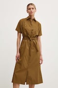 A.P.C. rochie din bumbac robe new drew culoarea verde, midi, dreaptă, COGZR.F05959