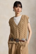 Polo Ralph Lauren kamizelka damska wełniana brązowa 211949994
