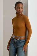 Lauren Ralph Lauren sweter z dodatkiem jedwabiu kolor brązowy z golfem 200940470