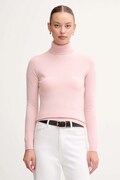 United Colors of Benetton sweter wełniany damski kolor różowy z golfem 1002D2348