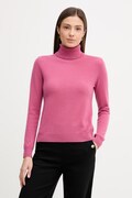 United Colors of Benetton sweter wełniany damski kolor różowy z golfem 1002D2348