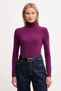 United Colors of Benetton sweter wełniany damski kolor fioletowy z golfem 1002D2348