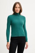 United Colors of Benetton sweter wełniany damski kolor zielony z golfem 1002D2348