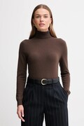 United Colors of Benetton sweter wełniany damski kolor brązowy z golfem 1002D2348