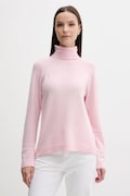 Pulover s dodatkom vune United Colors of Benetton boja: ružičasta, lagane, s dolčevitom, 1035D2551