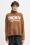 Dkny sweter damski kolor brązowy z półgolfem DJ4R0386