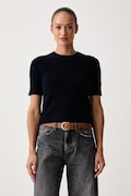 United Colors of Benetton maglione a maniche corte da donna in lana blu navy 1002D10D2