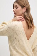 Pepe Jeans pulover din amestec de lana HELEN WRAP femei, culoarea bej, PL702231
