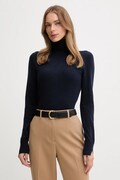 Sisley sweter z domieszką wełny damski kolor granatowy lekki z golfem 102HM2174