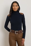 Lauren Ralph Lauren sweter damski kolor granatowy lekki z półgolfem 200951386