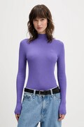 Hugo Blue sweter damski kolor fioletowy lekki z półgolfem 50522578