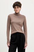 Sisley sweter damski kolor brązowy lekki z golfem 17Q3M2178