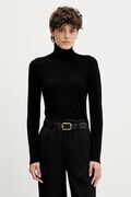 Sisley sweter damski kolor czarny lekki z golfem 17Q3M2178