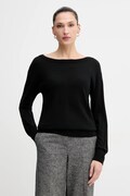 Sisley sweter wełniany damski kolor czarny lekki 11BAM1A48