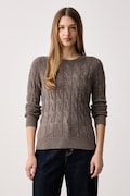 Tommy Hilfiger πουλόβερ γυναικείο μάλλινο καφέ WW0WW43586