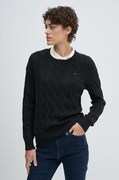 Pulover Tommy Hilfiger ženski, črna barva, WW0WW43586