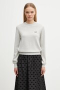 Maison Kitsuné sweter wełniany Bold Fox Head Patch damski kolor szary lekki MW00801KT1036
