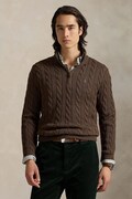 Polo Ralph Lauren sweter bawełniany kolor brązowy z półgolfem 710810841