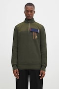 Vlnený sveter Baracuta Barbour x Baracut Miller Half Zip Knit pánsky, zelená farba, teplý, s rolákom, BRMAG0192