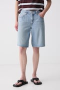 Levi's σορτς γυναικεία ντένιμ BAGGY DAD μπλε ψηλή 000MJ
