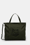 Maison Kitsuné borsa in cotone Fox Head Xl Tote colore verde LW05105WW0107