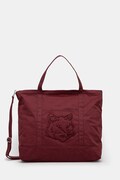 Maison Kitsuné geantă de bumbac Fox Head Xl Tote culoarea bordo, LW05105WW0107