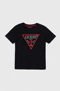 Guess t-shirt bawełniany dziecięcy kolor czarny z aplikacją L4YI54 K8HM4