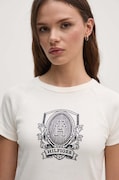 Tommy Hilfiger tricou din bumbac femei, culoarea bej, WW0WW42089
