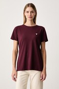 Guess T-shirt damski bawełniany z elastanem COLETTE bordowy V4YI09 J1314