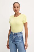 Pinko tricou din bumbac femei, culoarea galben, 100373 A228