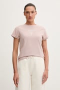 Guess T-shirt damski bawełniany z elastanem COLETTE różowy V4YI21 KCDH1