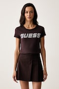 Guess T-shirt damski bawełniany z elastanem KIARA brązowy V4BI16 KCIV1