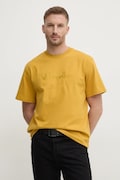 United Colors of Benetton tricou din bumbac barbati, culoarea galben, cu imprimeu, 3MI6U109O