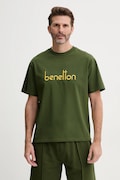 United Colors of Benetton tricou din bumbac bărbați, culoarea galben, cu imprimeu, 3MI6U109O