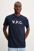 A.P.C. tricou din bumbac t-shirt standard grand vpc GOTS culoarea albastru marin, cu imprimeu, COHBM.M26384