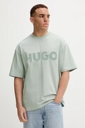 Pamučna majica HUGO boja: crna, s tiskom, 50525765