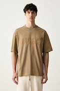 HUGO T-shirt basic męski bawełniany Dinkee beżowy 50525765