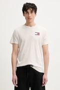 Бавовняна футболка Tommy Jeans чоловіча колір бежевий з принтом DM0DM20740