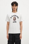 A Bathing Ape cotton t-shirt COLLEGE TEE men’s gray color with a print 1K80110001
