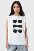 AllSaints bluză din bumbac SUNNIES culoarea alb, cu imprimeu, W163JC