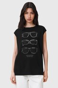 AllSaints bluză din bumbac SUNNIES culoarea negru, cu imprimeu, W163JC