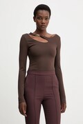 Guess bluzka ELEANOR damska kolor brązowy z aplikacją W5BP18 KC7M2