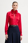 Luisa Spagnoli bluzka jedwabna damska kolor czerwony z aplikacją 542316