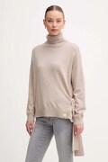 Gaudi sweter z dodatkiem wełny damski kolor beżowy z golfem 521FD53002